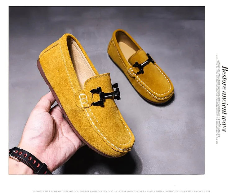 Zapatos casuales de otoño e invierno para niños, mocasines sin cordones para adolescentes