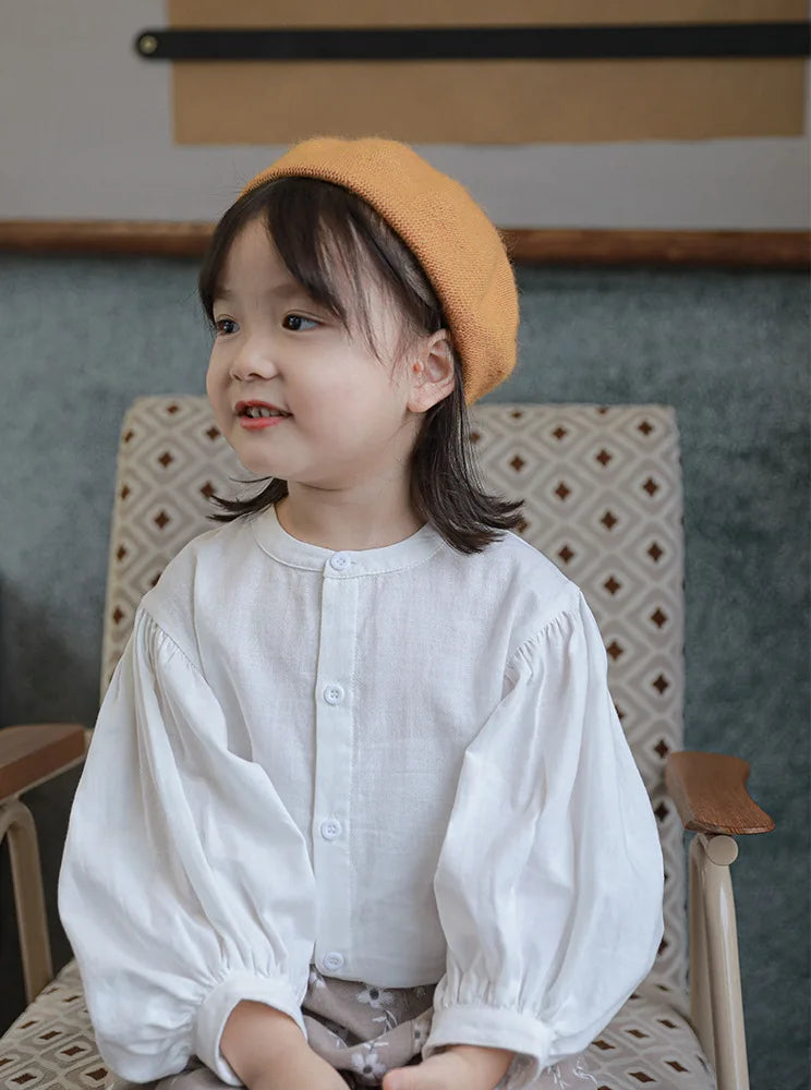 Blusa de manga farol para niña, informal, Blusa transpirable de manga larga para niña