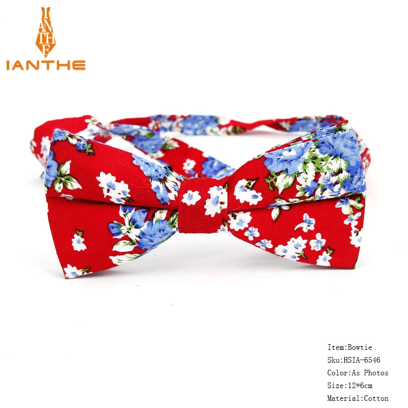 New Style Bowtie Men Tuxedo Cotton Designer Colorful Butterfly Flower Rose Paisley Bowties Wedding Party Casual Cravat Bow Tie