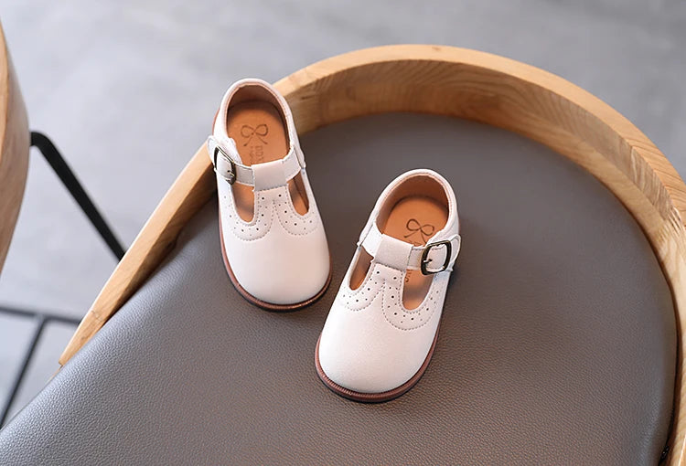 ULKNN Girls White Shoes New Baby Princess Soft-soled Leather Shoes Leisure Single Children 1 To 6 Years Old Flat Shoes