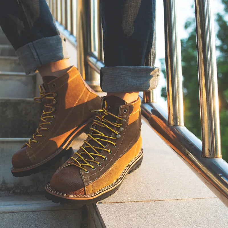 Botas o  botines para adolescentes y hombres, botas casuales con cordones, botas de costura hechas a mano para hombre, botas de desierto de cuero genuino