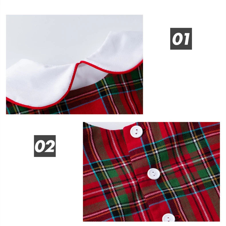 Spring 2Pcs Children Clothes Sets Toddler Girl Long Sleeve White Tops+Rompers Newborn Red Plaid Jumpsuit Baby Onesies Outfits