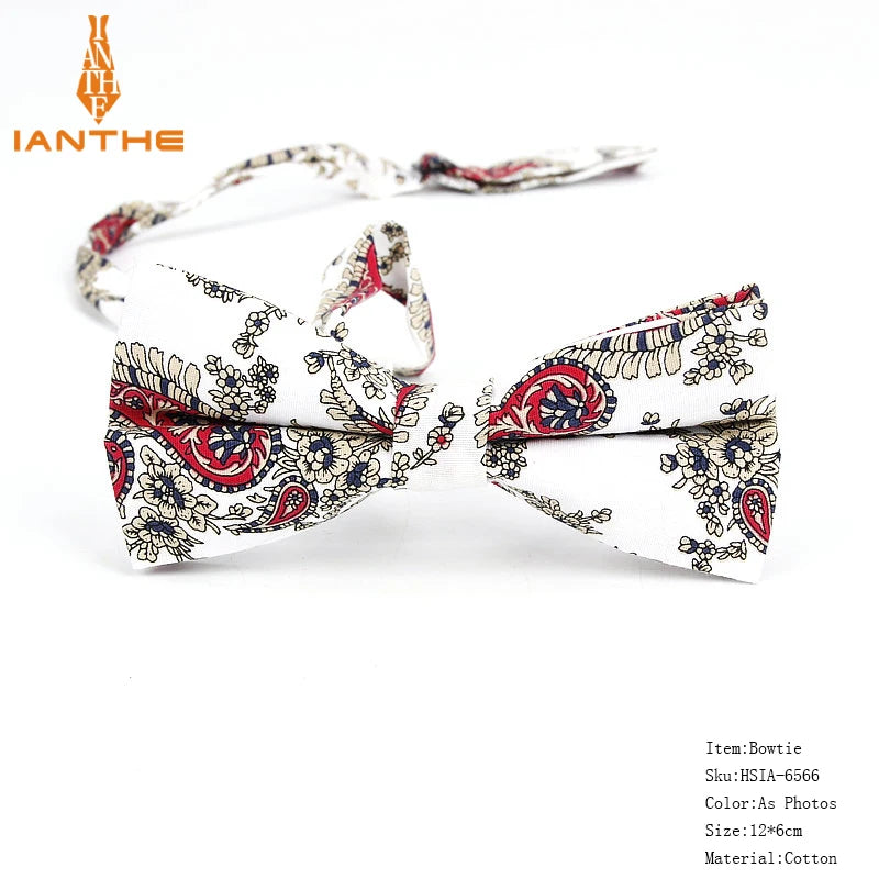 New Style Bowtie Men Tuxedo Cotton Designer Colorful Butterfly Flower Rose Paisley Bowties Wedding Party Casual Cravat Bow Tie