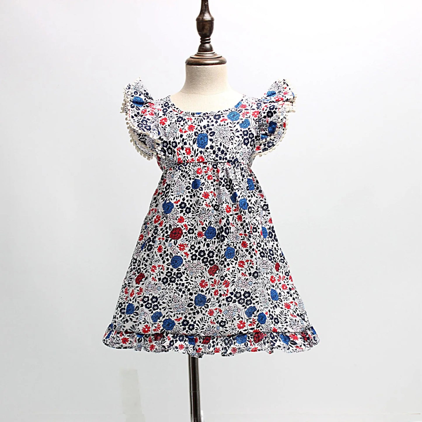 Increible vestido de verano para niñas, lindo vestido vintage sin mangas y volantes, con flores para fiesta, vestido cuadrillé, vestido broderie