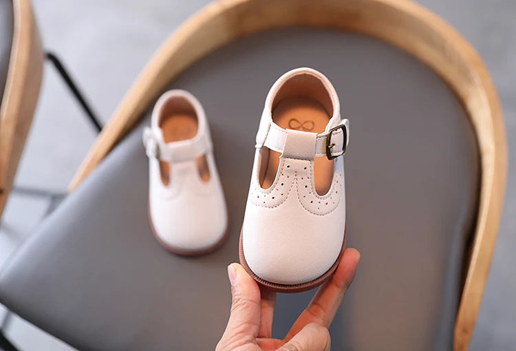 ULKNN Girls White Shoes New Baby Princess Soft-soled Leather Shoes Leisure Single Children 1 To 6 Years Old Flat Shoes