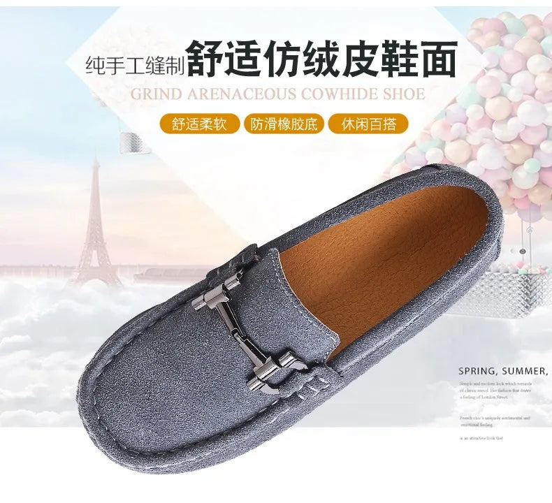 Zapatos casuales de otoño e invierno para niños, mocasines sin cordones para adolescentes