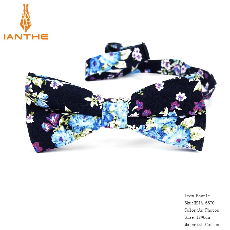 New Style Bowtie Men Tuxedo Cotton Designer Colorful Butterfly Flower Rose Paisley Bowties Wedding Party Casual Cravat Bow Tie