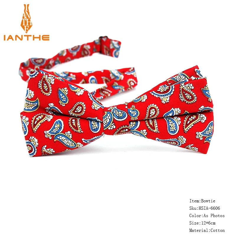 New Style Bowtie Men Tuxedo Cotton Designer Colorful Butterfly Flower Rose Paisley Bowties Wedding Party Casual Cravat Bow Tie