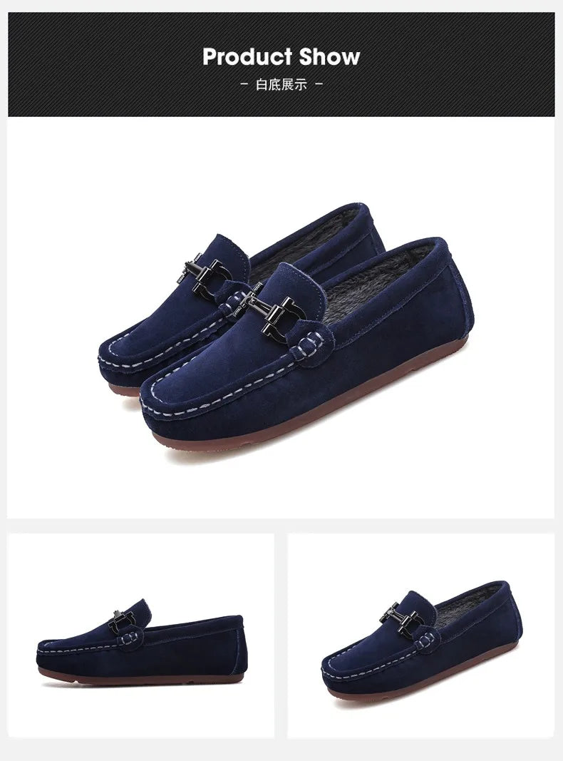 Zapatos casuales de otoño e invierno para niños, mocasines sin cordones para adolescentes