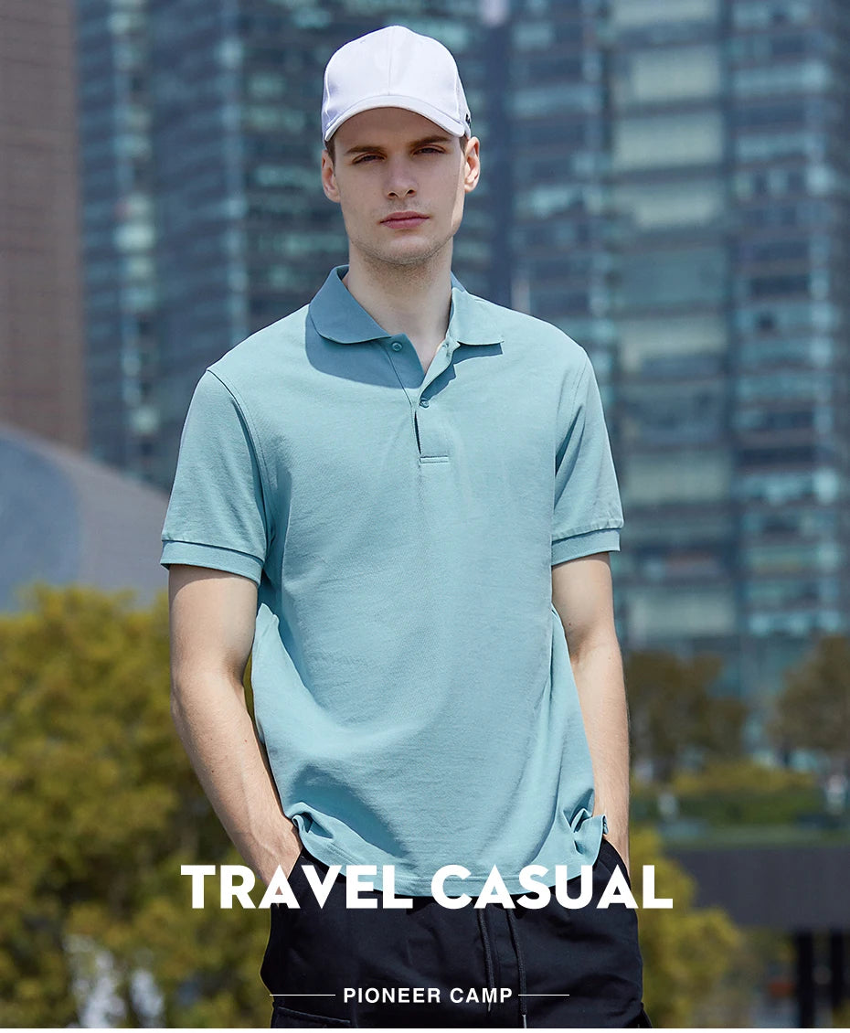 Pioneer Camp 2022 Polo Shirt Men Summer 100% Cotton Solid Color Fashion Classic Polo Shirts Men's Clothing ADP-FC-SU-0023T