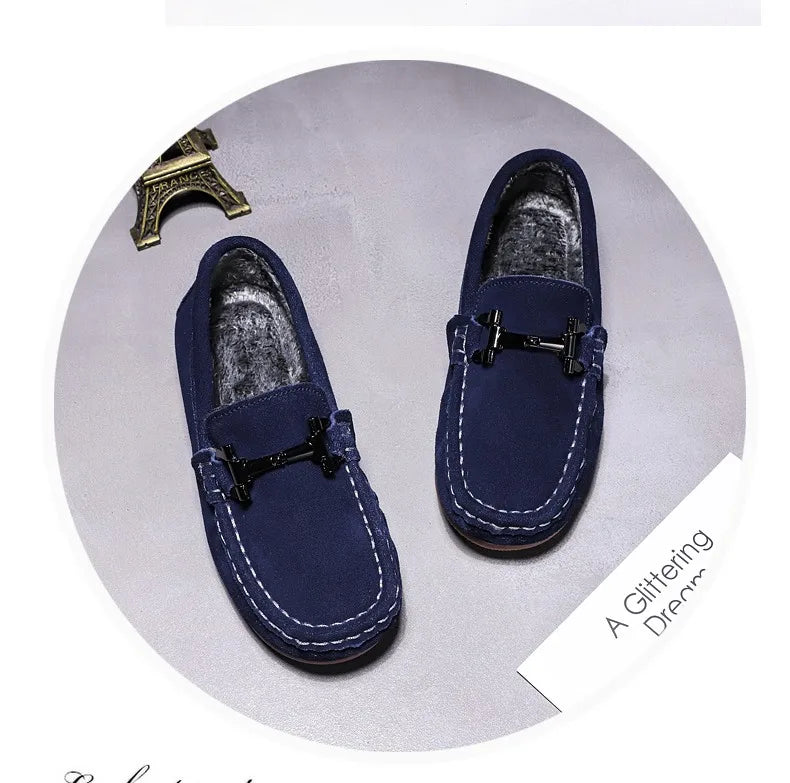 Zapatos casuales de otoño e invierno para niños, mocasines sin cordones para adolescentes