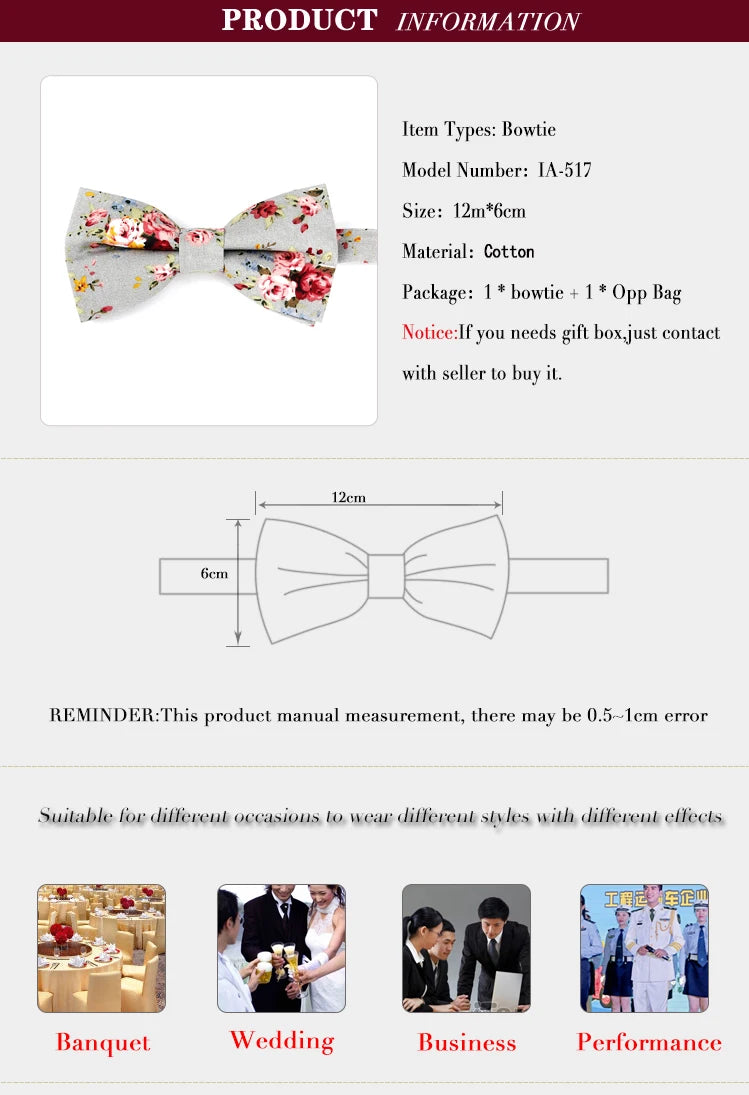 New Style Bowtie Men Tuxedo Cotton Designer Colorful Butterfly Flower Rose Paisley Bowties Wedding Party Casual Cravat Bow Tie