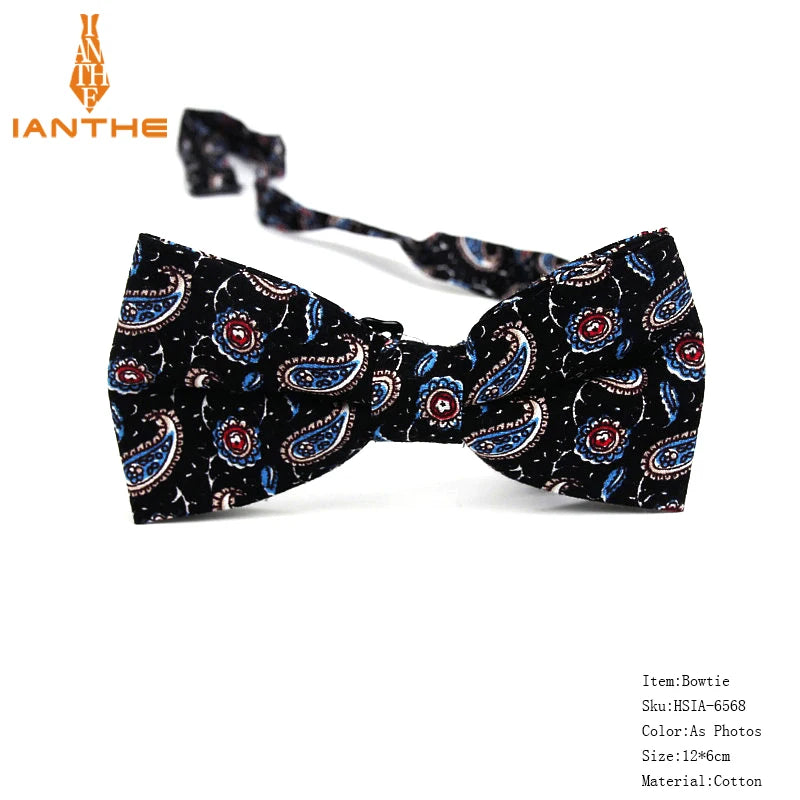 New Style Bowtie Men Tuxedo Cotton Designer Colorful Butterfly Flower Rose Paisley Bowties Wedding Party Casual Cravat Bow Tie