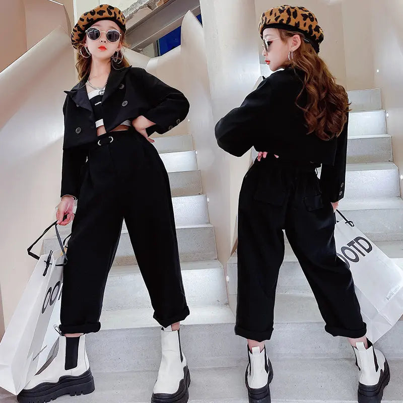 Conjunto de chaqueta y pantalón para niñas y chicas adolescentes