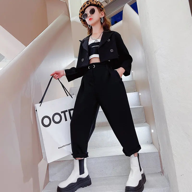 Conjunto de chaqueta y pantalón para niñas y chicas adolescentes