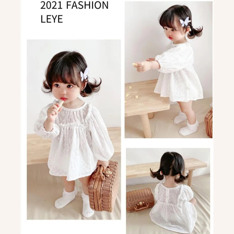 Vintage Lace Embroidery Girls Clothing Set Spring Fall Long Sleeve Infant Baby Jumpsuit for Toddler Girls Clothing Children Suit