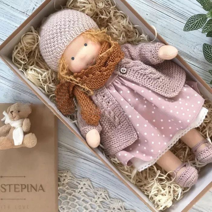 Mini muñeca Waldorf hecha a mano en tela, muñeca Kawaii para niñas, regalo de Navidad y cumpleaños, se puede vestir