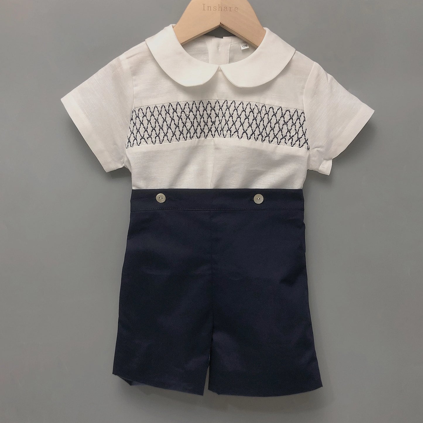 Conjunto de 2 piezas de ropa de boutique para niño, conjunto de moda española de algodón y lino, traje de verano de manga corta, traje de bebé para fiesta