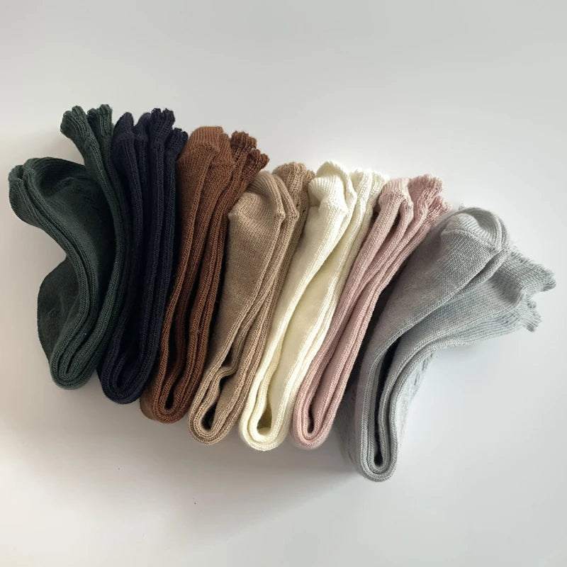 1 par de calcetines 100% de algodón hasta la rodilla para niños y niñas, calcetines largos calados transpirables de malla de algodón para primavera y otoño