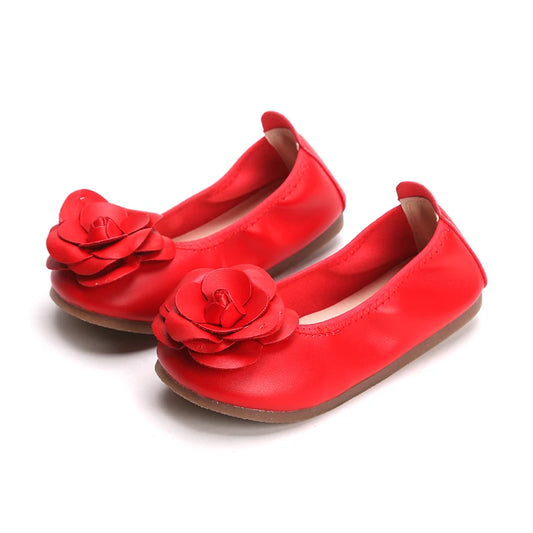 Zapatos tipo cuero para niñas pequeñas y adolescentes, moda de primavera, zapatos de flores, zapatos de baile con suela suave