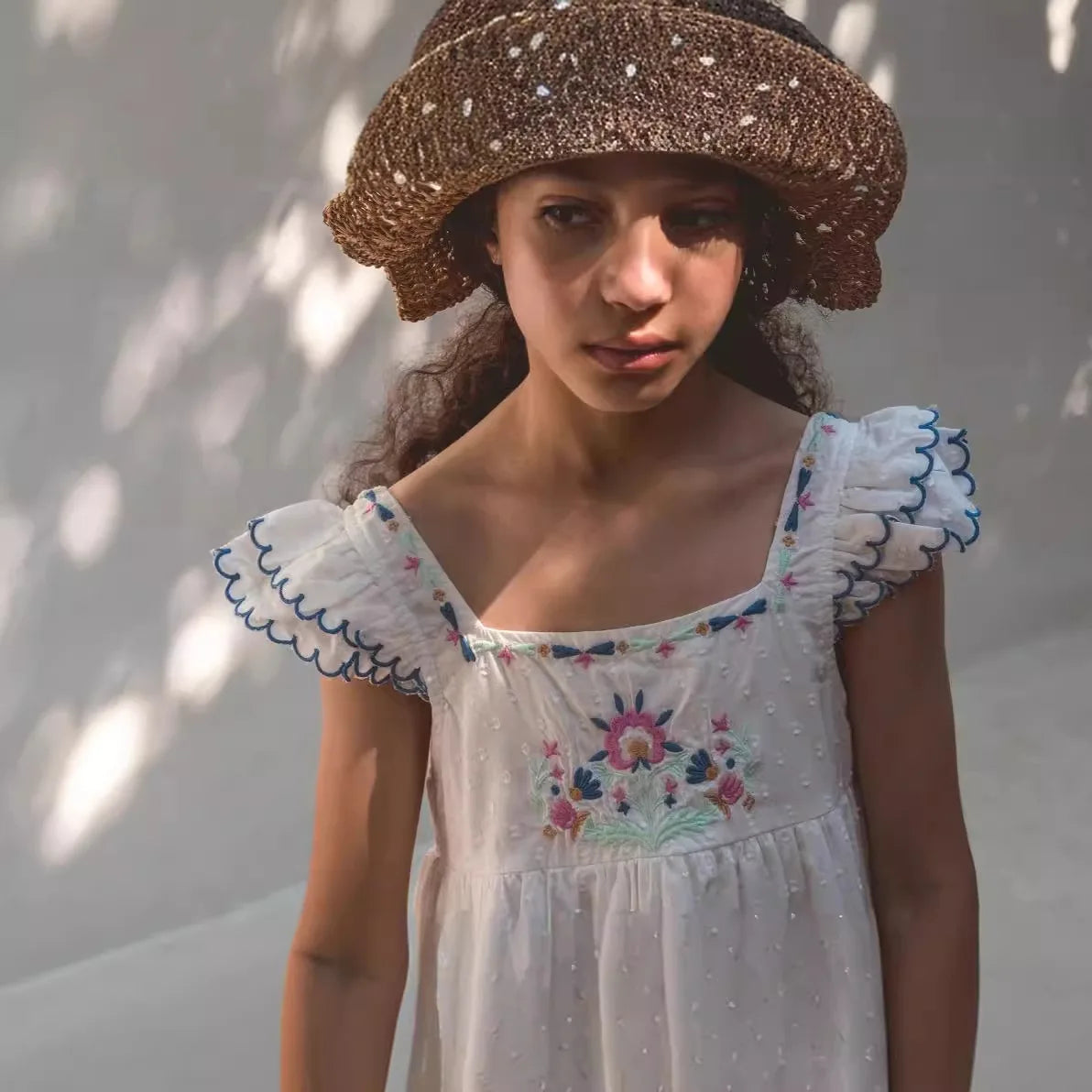 Vestido y conjuntos de blusa y short bordados estilo boho, de verano para niñas, hermosos diseños vintage