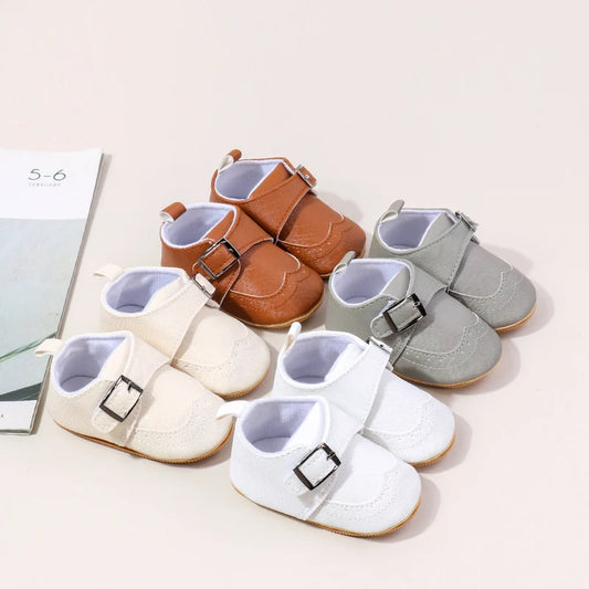 Primavera y otoño, primeros zapatos para caminar para bebés, interiores y exteriores, con cuero PU de alta calidad y suela de TPR suave para 0-18M