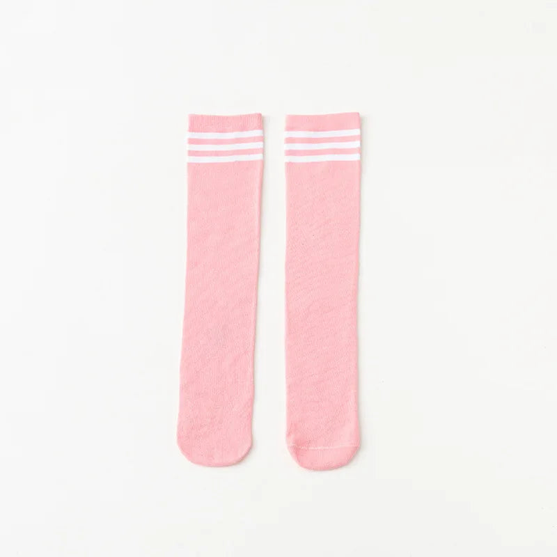 Calcetines para niños, calcetines a rayas para estudiantes, calcetines hasta la pantorrilla para niñas, calcetines de estilo universitario, accesorios de ropa para niños