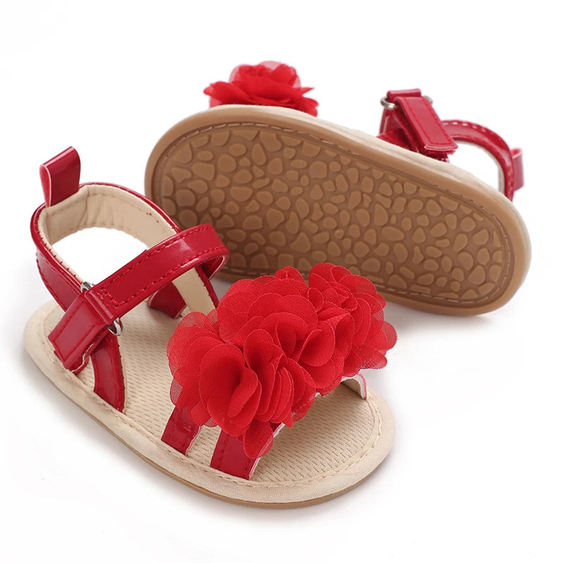 ROJOS!!!! Sandalias de verano para bebé niña, zapatos de bebé de rojo para fiestas, suelas de goma suave, zapatos cómodos e informales de los Primeros pasos para bebé