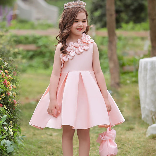 Vestido de fiesta con hermosas flores para niña, elegante Vestido de Princesa con lazo para matrimonio, dama de honor, graduación