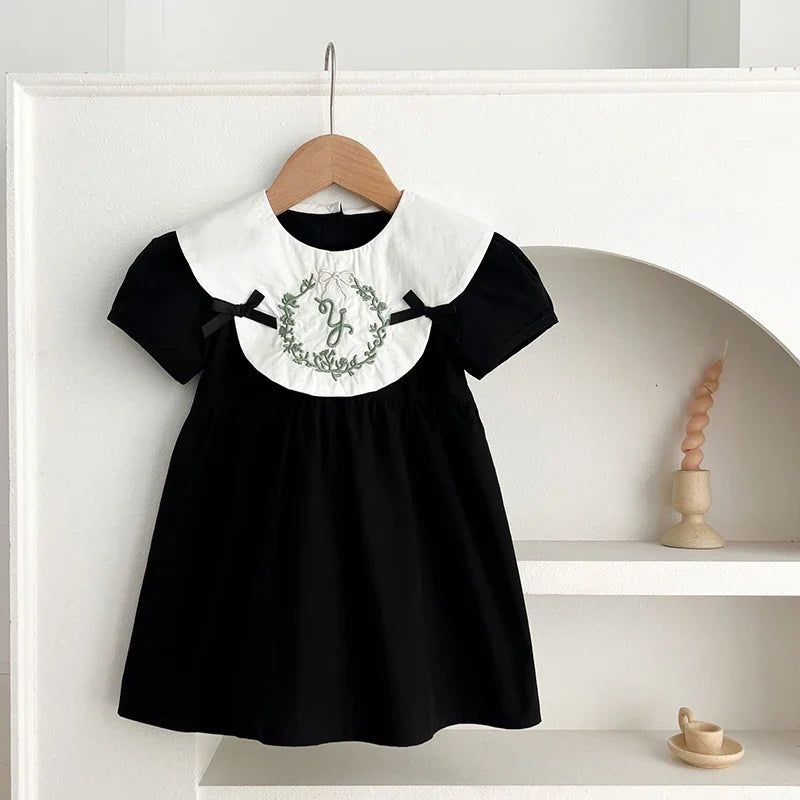 Vestido de verano para niñas de 2 a 6 años, con cuello de encaje, de princesa, de algodón