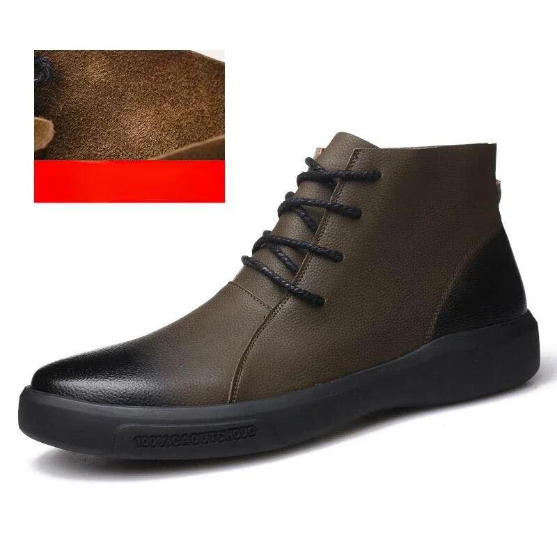 Genuine Leather Men Boots Retro Motorcycle Boots for Men Chelsea Boots Warm Men Ankle Boots Working Casual Boot Zapatos Hombre