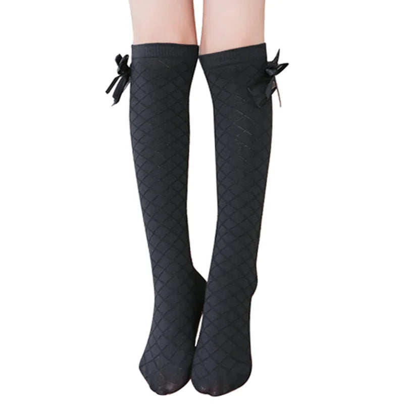 Calcetines hasta la rodilla para niñas, calcetines de Golf con lazo de algodón, calcetines largos de punto de tubo para bebés pequeños, princesas pequeñas, pantorrilla alta Popular