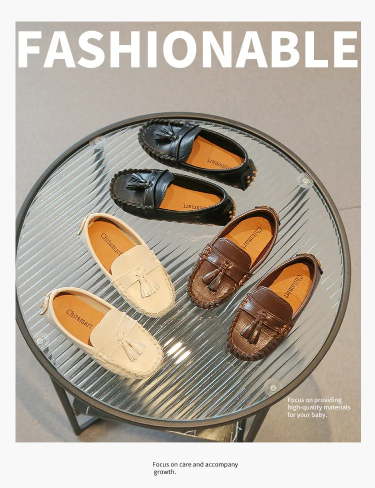 Kids Shoes Boys Girls Slip on Casual Shoes Children Shallow Soft Sole Leather Shoe Toddler Light Flat Loafers Zapatos Niño 여아구두