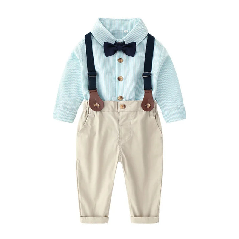 Conjunto semi formal para bebés, niños y chicos adolescentes, camisa de manga larga vintage con tirantes, traje de vestir de caballero cool niños, para primavera y otoño