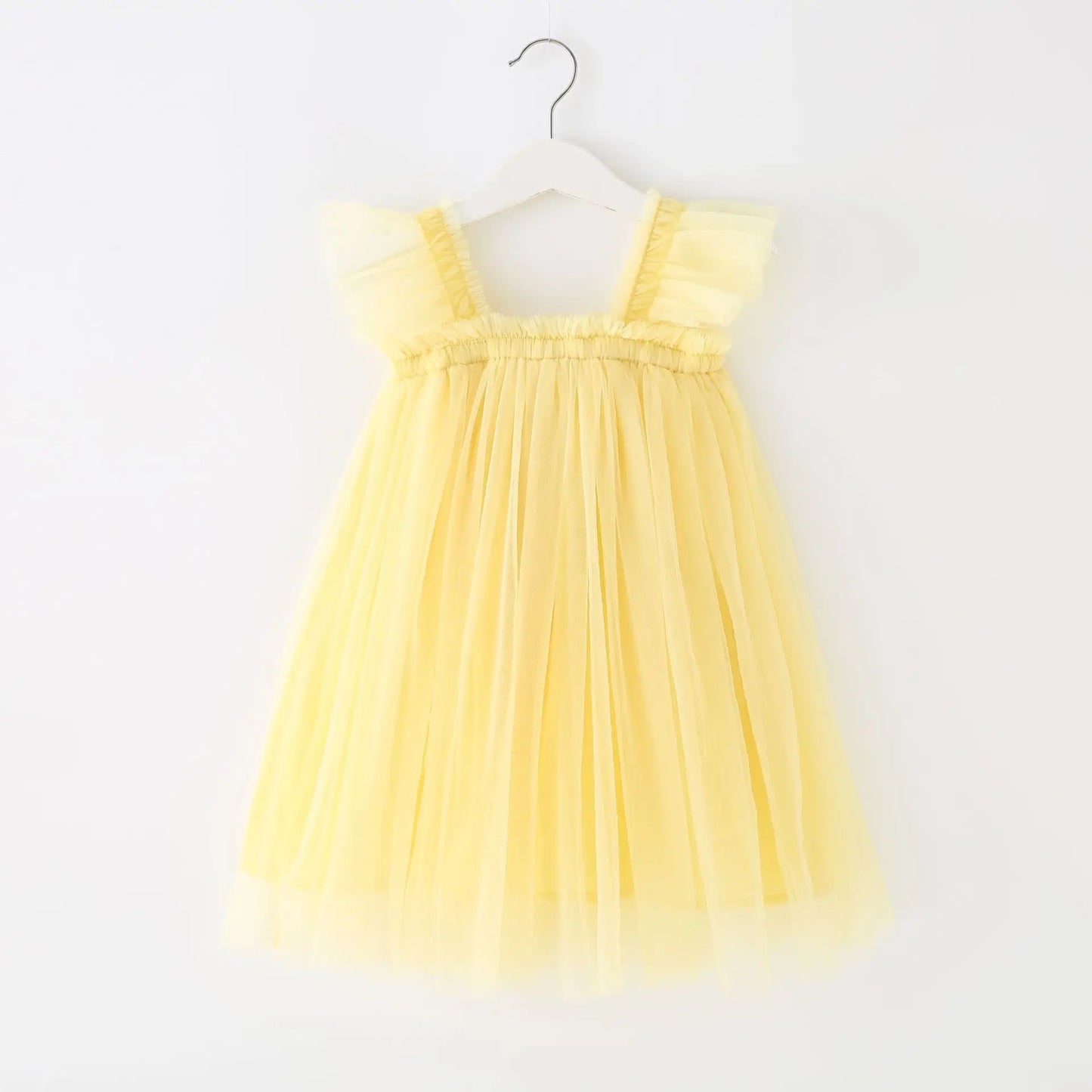 Summer New Baby Girl Clothes Solid Color High Quality Flying Sleeves Mesh Slings Baby Dresses Cute Princess Ball Gown Skirt