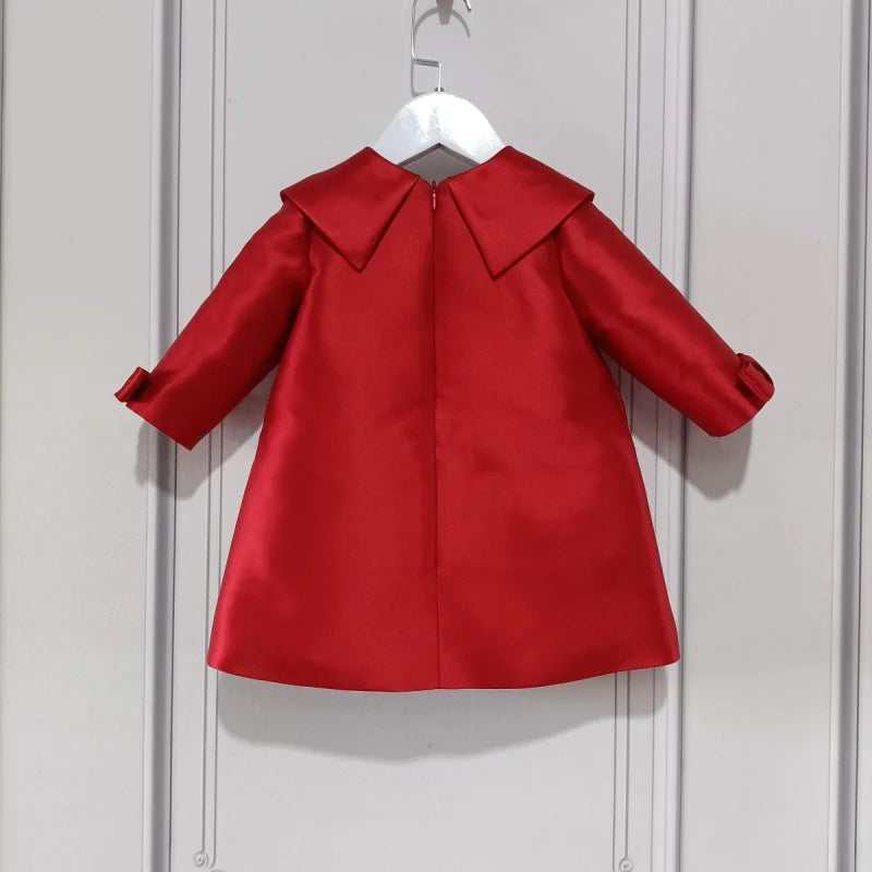 Vestido de fiesta para niña, con lazo y perlas, vestido de boda y bautizo para bebé niña y adolescente