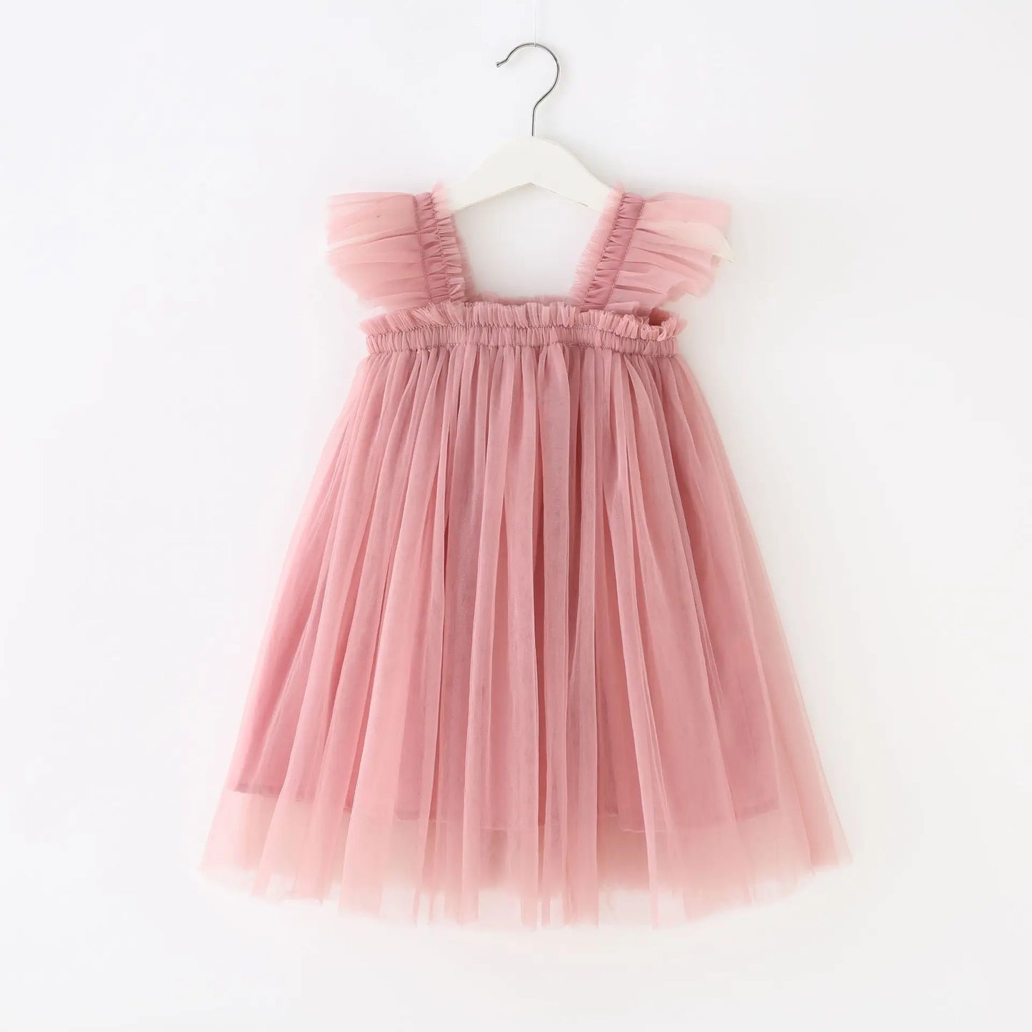 Summer New Baby Girl Clothes Solid Color High Quality Flying Sleeves Mesh Slings Baby Dresses Cute Princess Ball Gown Skirt