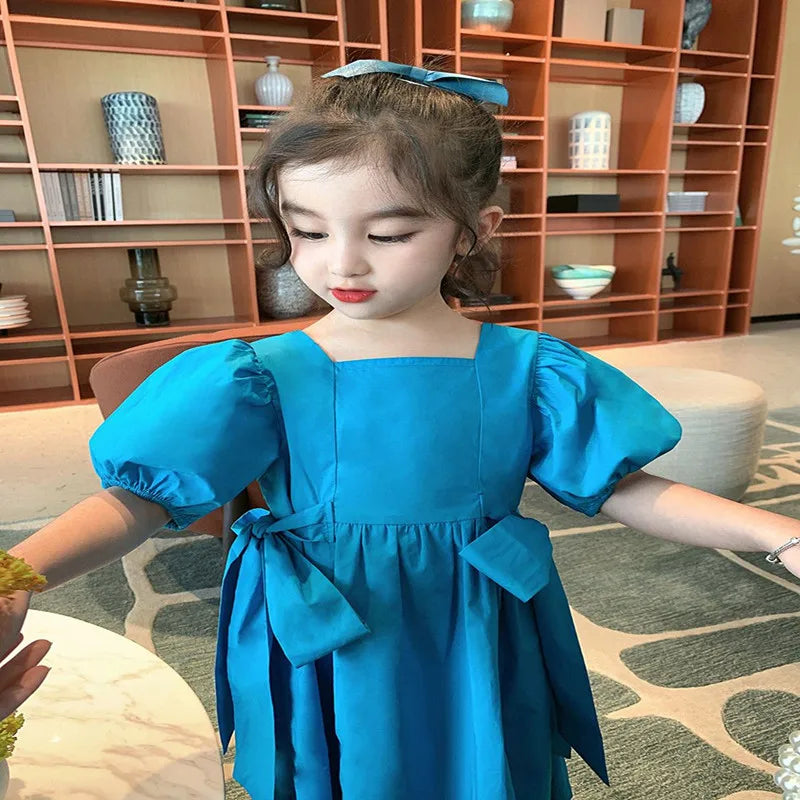 Lindo vestido tirantes cruzados de color liso para niñas y adolescentes para el verano