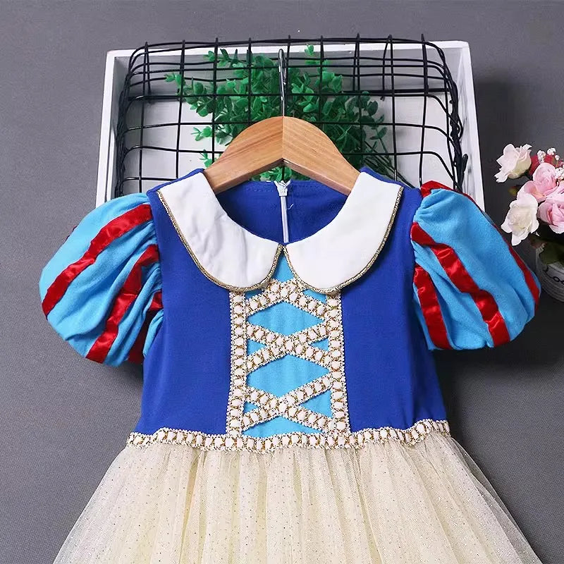 Vestido de Blancanieves para niña, de verano, manga corta, disfraz de Halloween para niñas de 2 a 8 años.