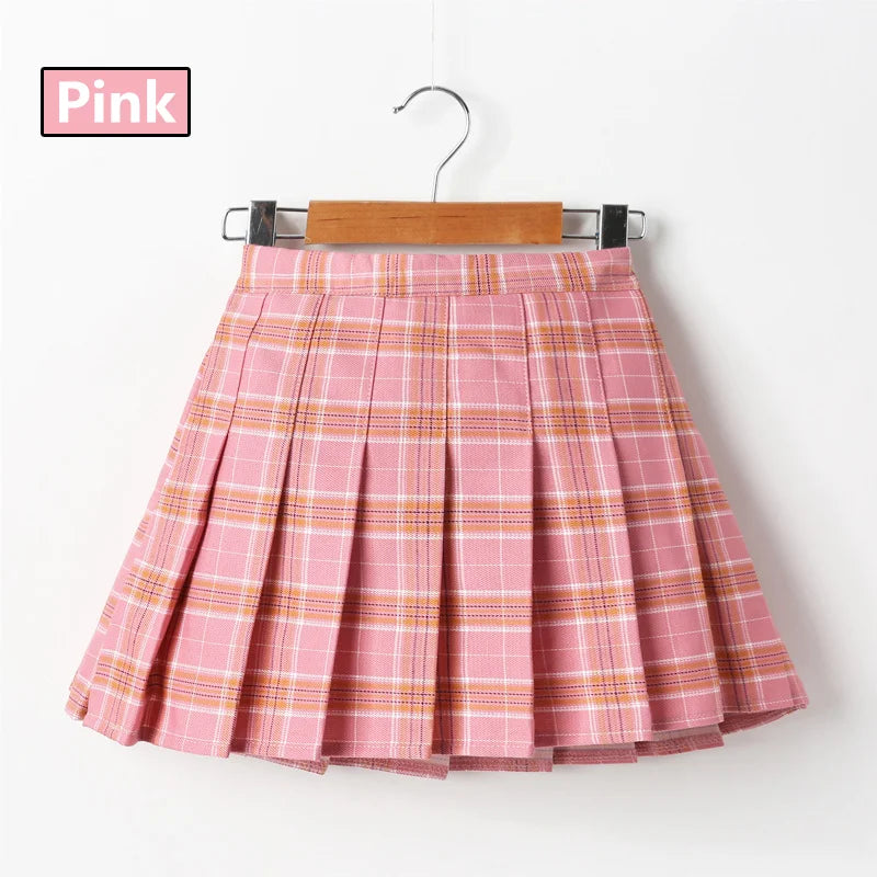 Falda a cuadros plisada para niñas, estilo estudiante, Falda corta para niña, con pantalones interiores de seguridad
