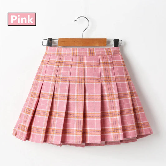 Falda a cuadros plisada para niñas, estilo estudiante, Falda corta para niña, con pantalones interiores de seguridad