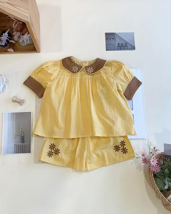 Conjunto de ropa boho de verano, bordada para niñas