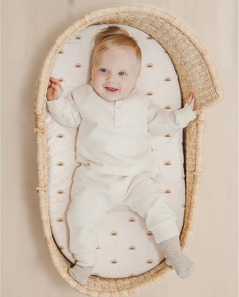 Sábana bajera ajustable para bebé, funda para cambiador de recién nacido, sábanas ajustadas para cuna transpirables con estampado sólido, funda de colchón, 2 uds.