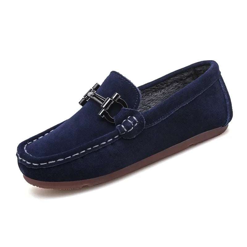 Zapatos casuales de otoño e invierno para niños, mocasines sin cordones para adolescentes