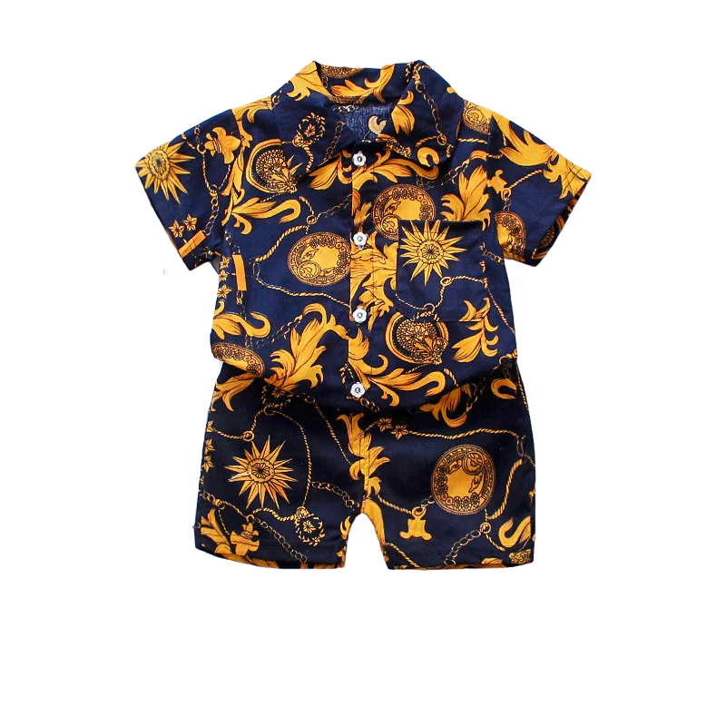 Camisa y short con estampado floral para niños de 1 a 6 años, especiales para vacaciones y playa. Recomendamos sean usados por separado