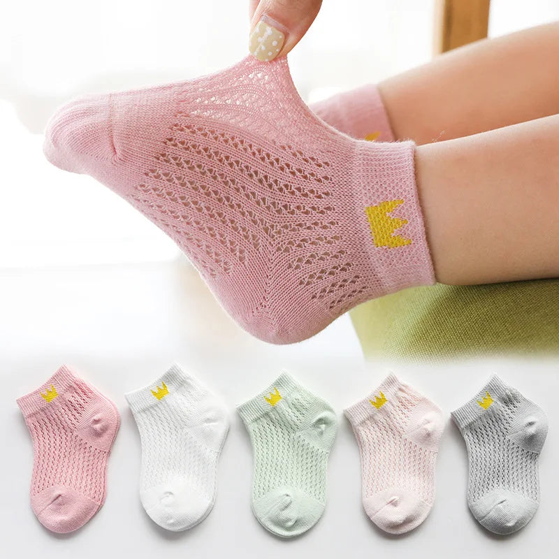 Calcetines de malla ultrafinos de algodón transpirables finos y suaves para bebés y niñas, calcetines para niños de 0 a 6 años