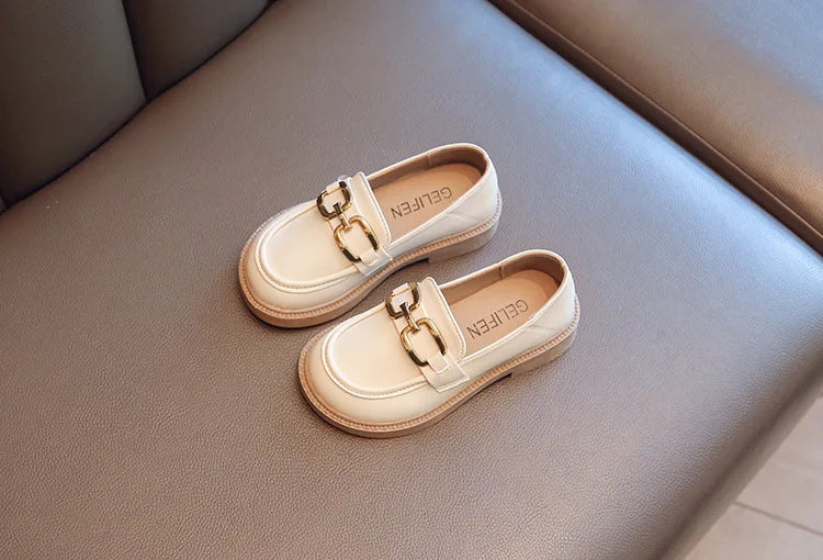 Children Girls Leather Shoes New Spring and Autumn Simple Slip-on Round-toe School Shoes Loafers Flats Moccasins Classic Formal