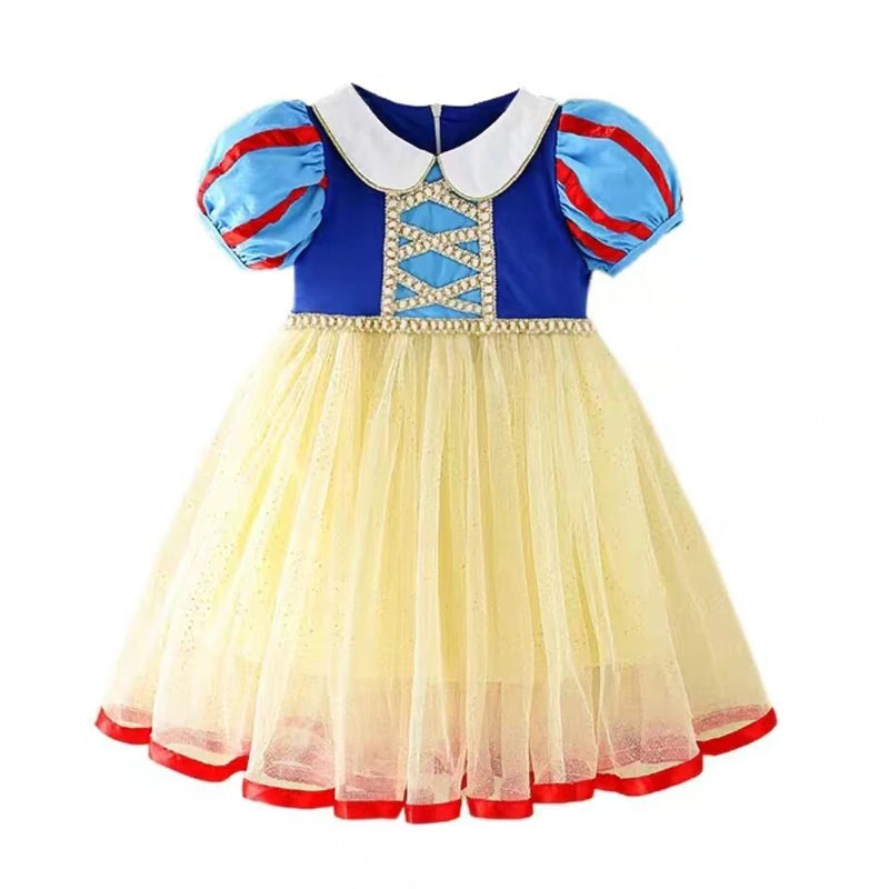 Vestido de Blancanieves para niña, de verano, manga corta, disfraz de Halloween para niñas de 2 a 8 años.