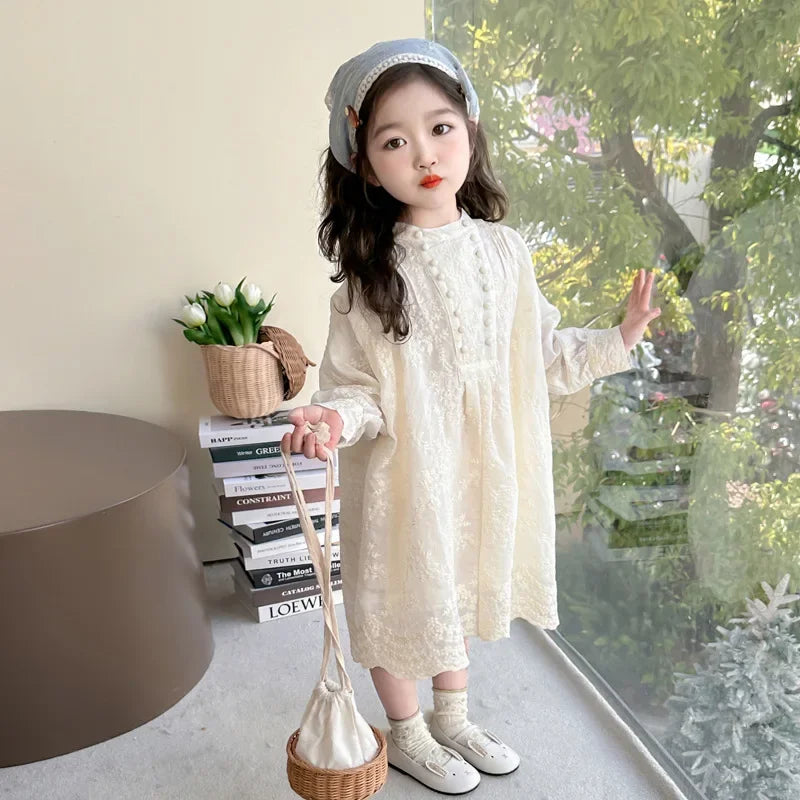 Vestido bordado para niña, de primavera y otoño,  vestido de princesa de fiesta para niña