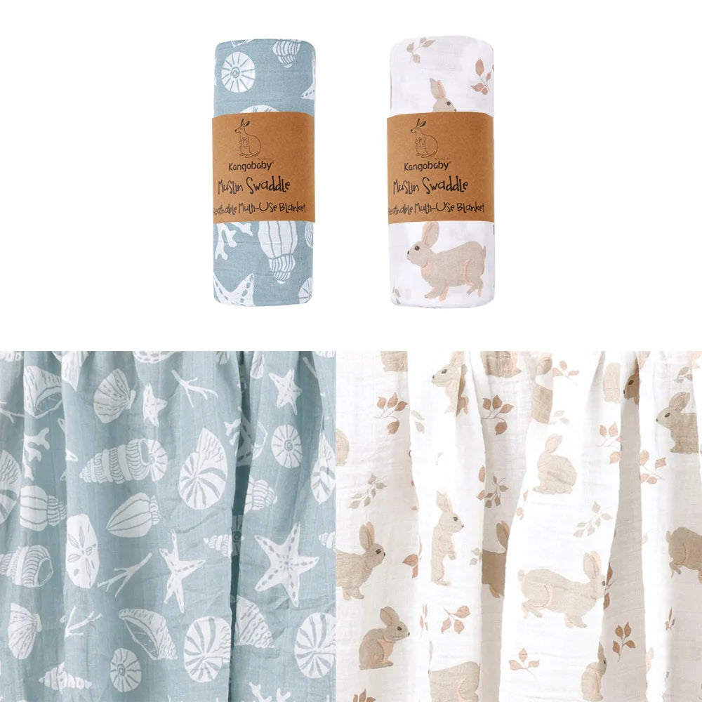 Conjunto de 2 uds. de mantas de muselina para bebé 100% algodón, Toalla de baño para recién nacido, envoltura swaddle